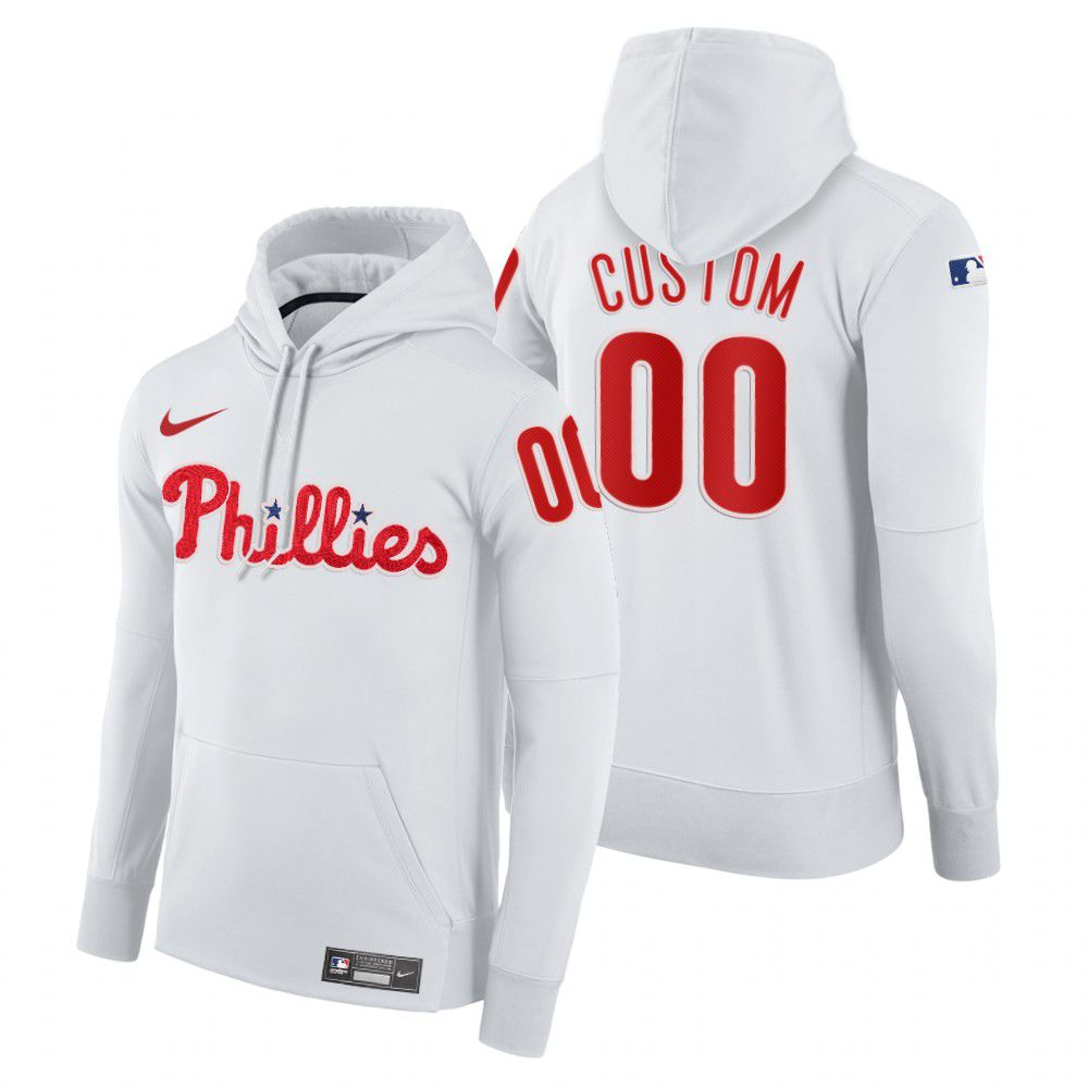Men Philadelphia Phillies #00 Custom white home hoodie 2021 MLB Nike Jerseys